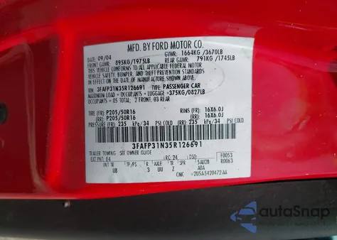 2005 Ford Focus Zx3 from USA, damaged, VIN 3FAFP31N35R126691